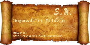 Segesvári Milán névjegykártya