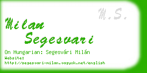 milan segesvari business card